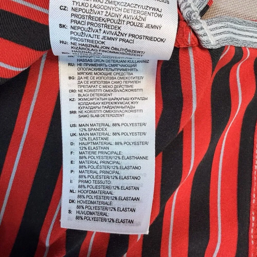 Adidas Polo Shirt Mens XL Red Black Stripe Golf Performance